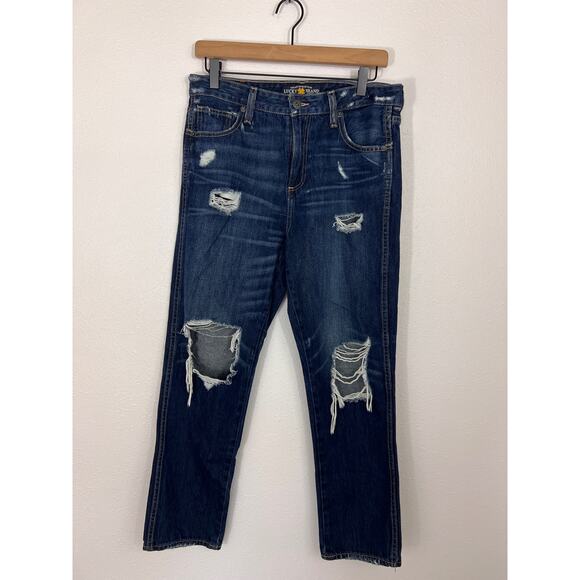 Lucky Brand The High Rise Tomboy Distressed Jeans 6/28 - Picture 1 of 8